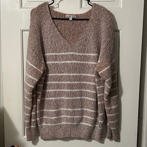Michelle Mae V-Neck Sweater with Stripes